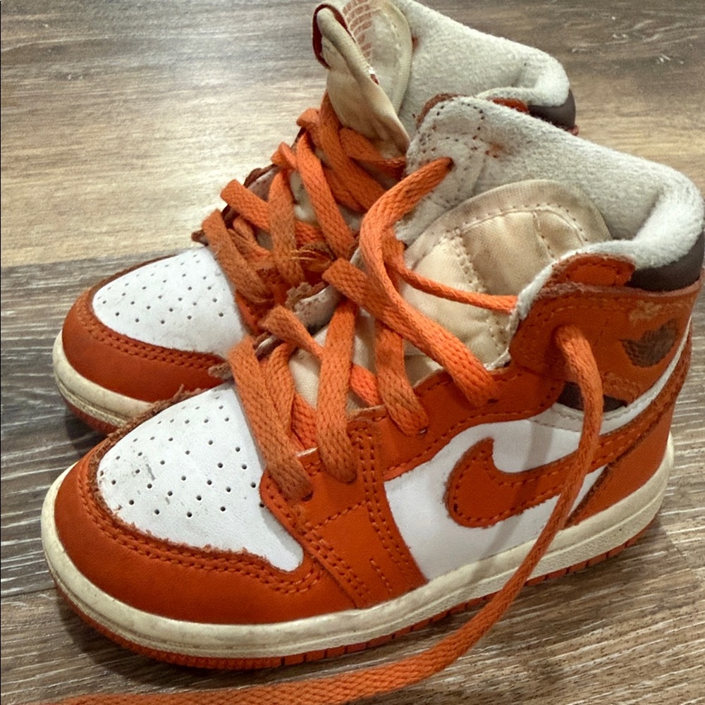 Jordan Kids Orange and White Sneakers